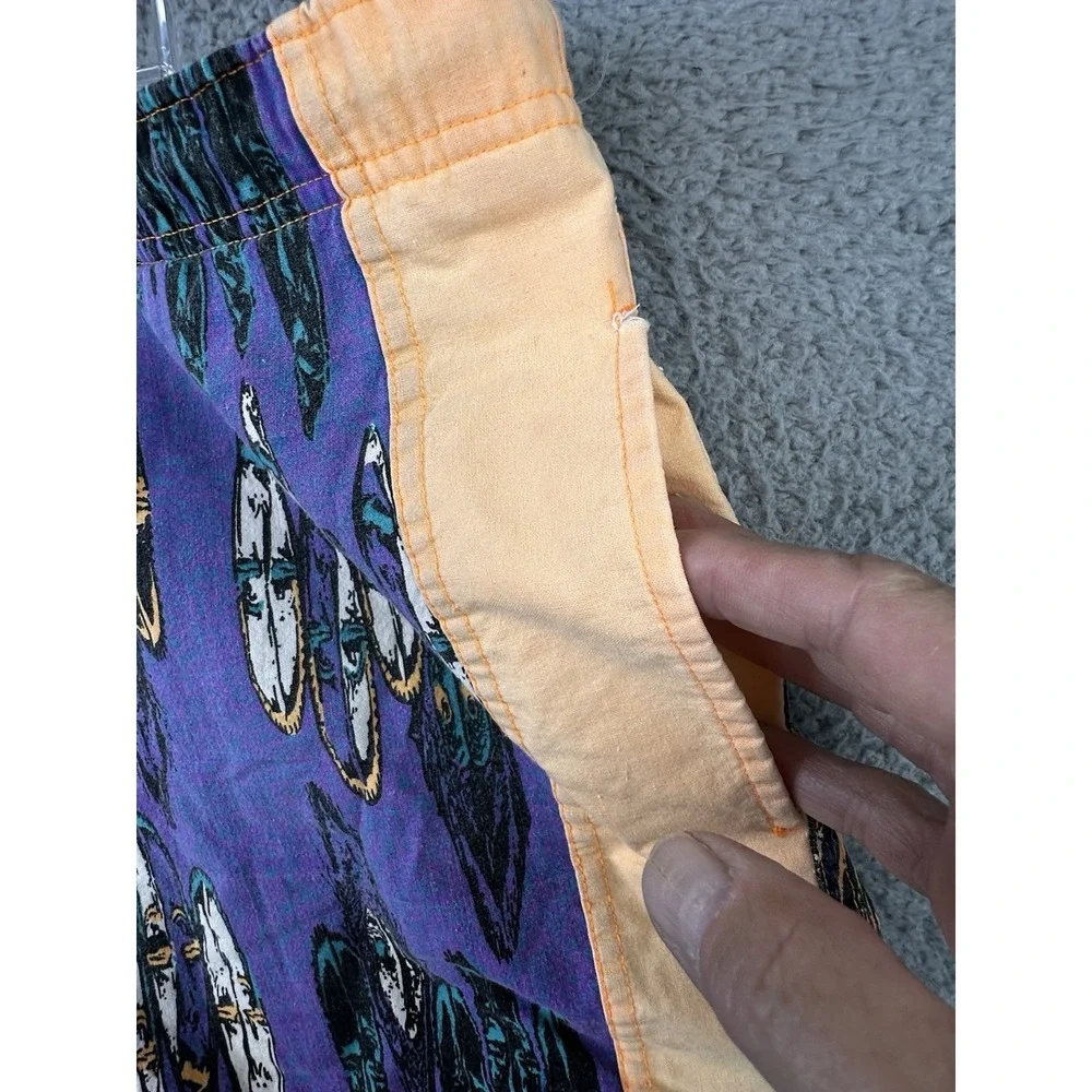 VTG Ocean Pacific OP Board Swim Trunks Mens Large Purple Orange Embroidered